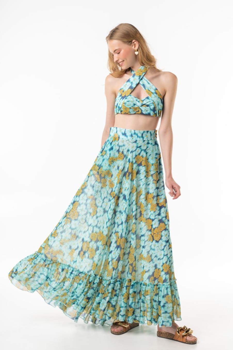 Mujer GUTS&LOVE Faldas | Crossed Blossoms Maxi Skirt