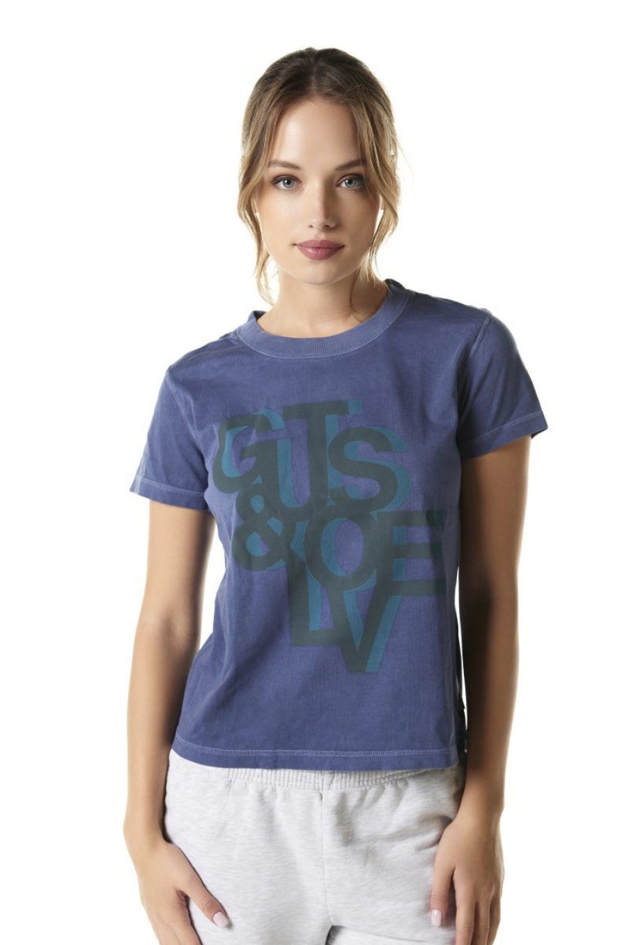 Mujer GUTS&LOVE Camisetas | A Bit Of Monogram Blue T-Shirt