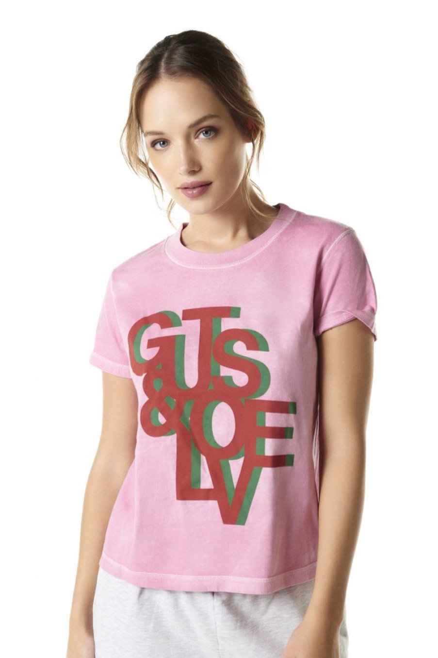 Mujer GUTS&LOVE Camisetas | A Bit Of Monogram Pink T-Shirt