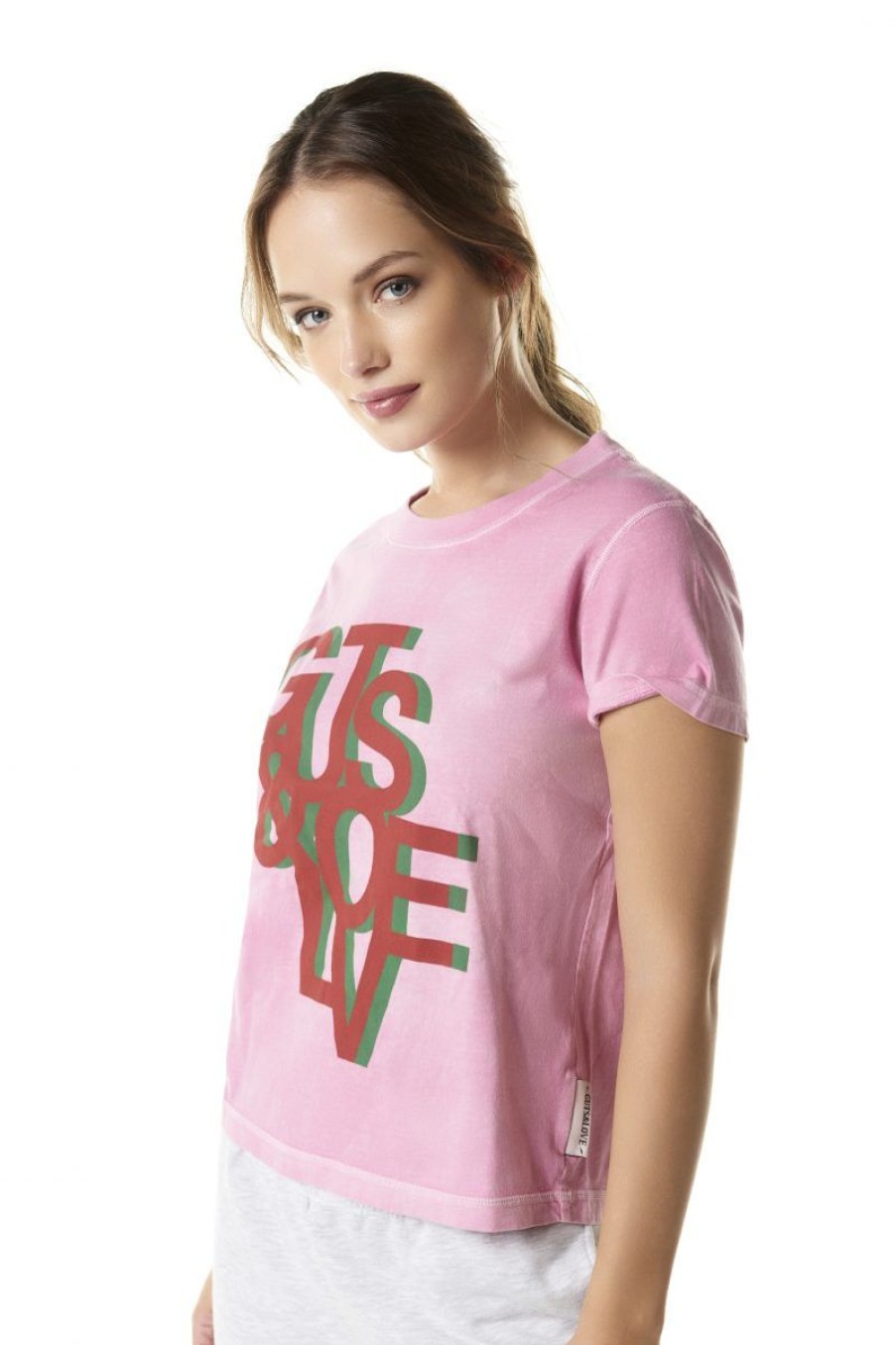 Mujer GUTS&LOVE Camisetas | A Bit Of Monogram Pink T-Shirt