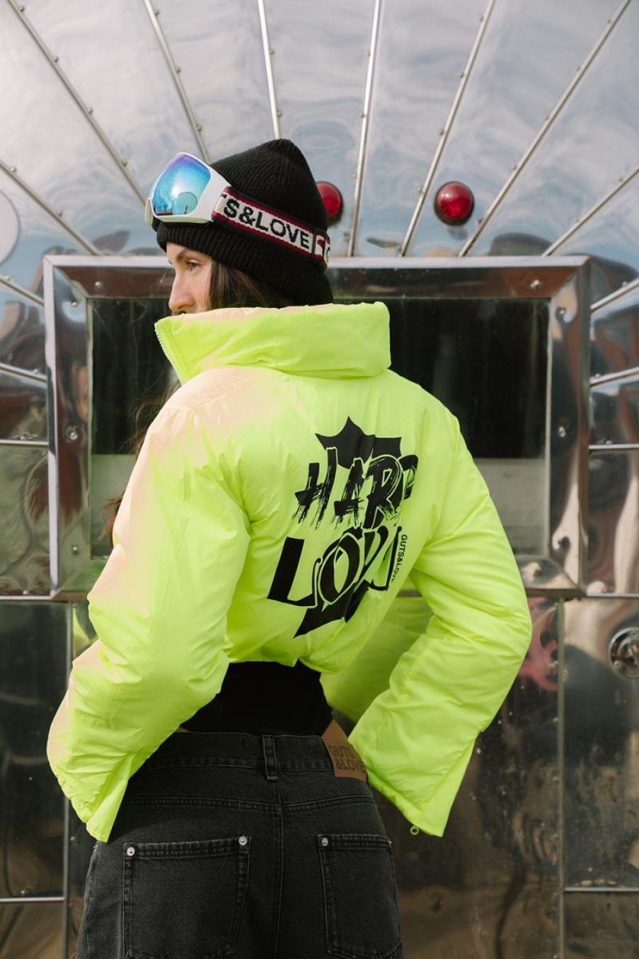 Mujer GUTS&LOVE Chaquetas | Neon Yellow Puffy Jacket