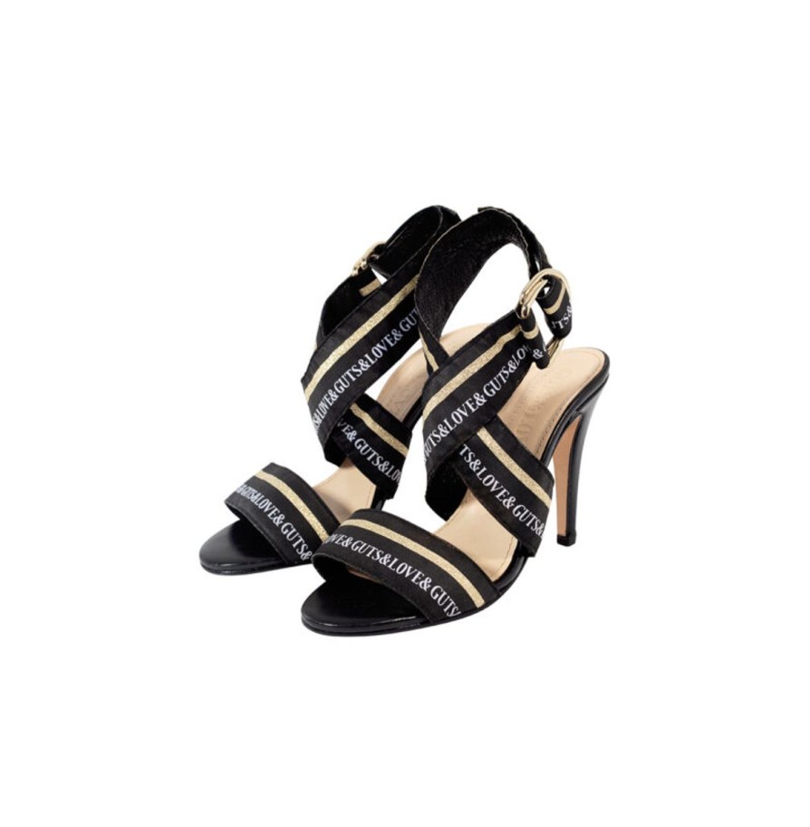 Mujer GUTS&LOVE Sandalias | Black & Gold Stripe Sandals