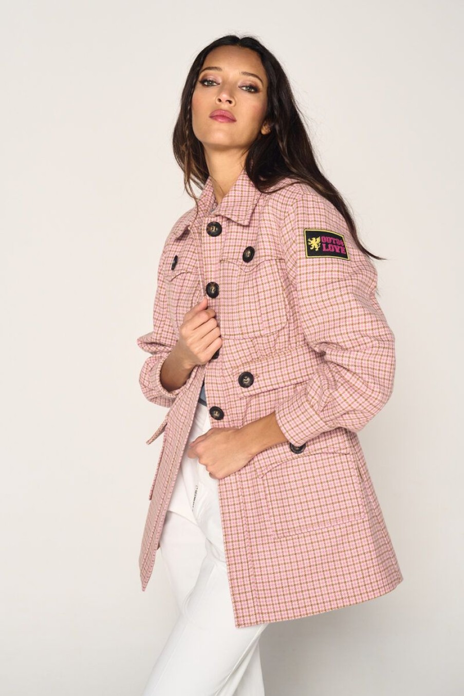 Mujer GUTS&LOVE Abrigos | Pink Tartan Jacket